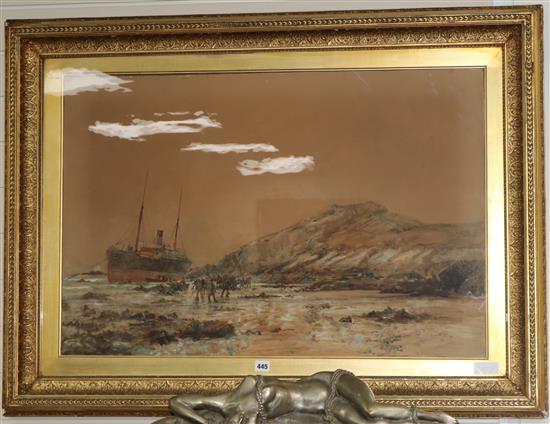 Charles Dickson, watercolour, shipwreck on the coast, signed and dated 88-93, 60 x 90cm